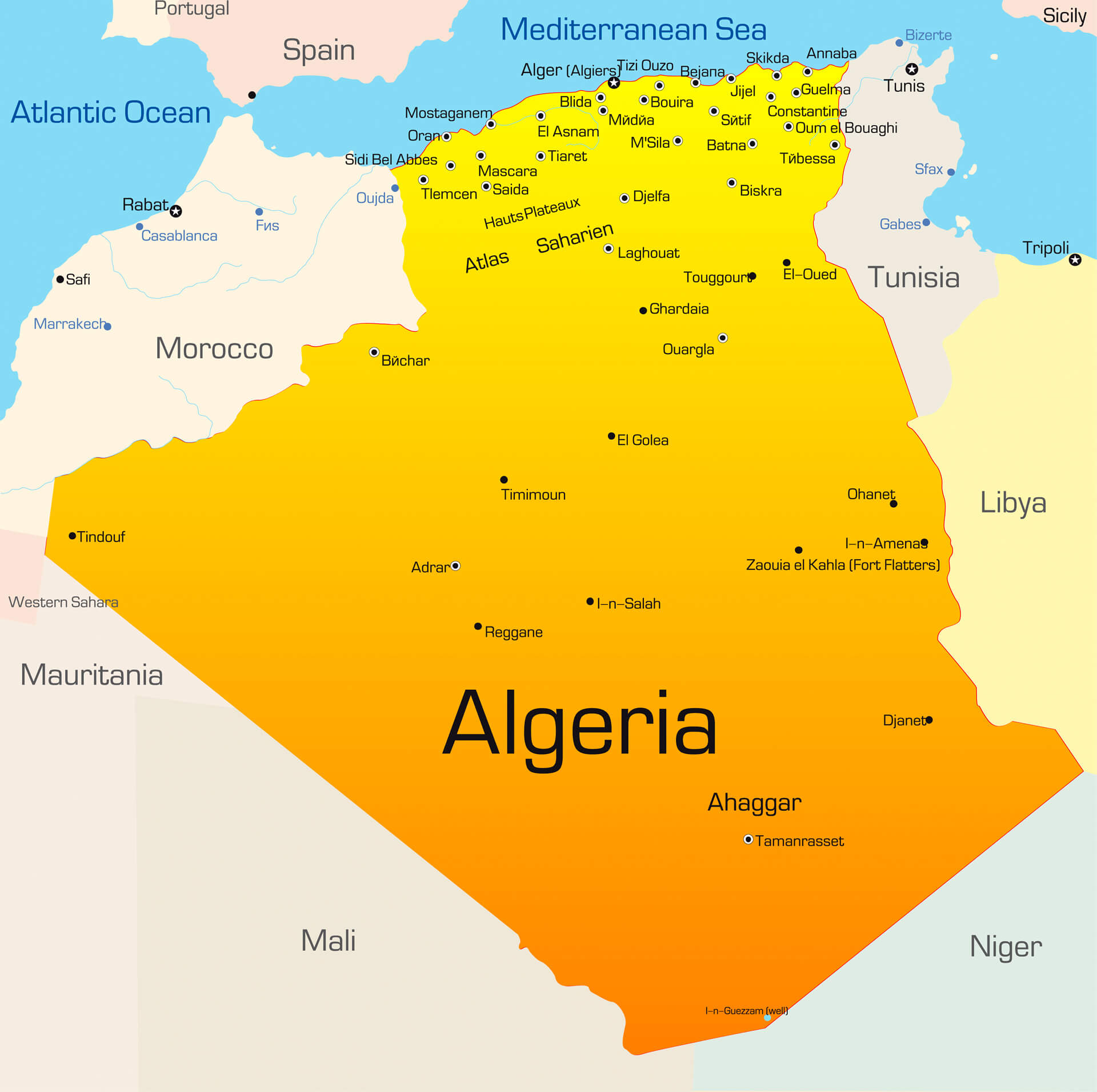 Algeria Map - Guide of the World